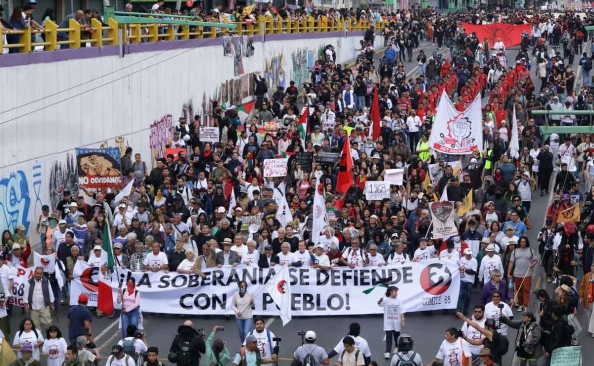Marcha del 2 de Octubre reúne a 8 mil personas en CDMX; autoridades reportan saldo de 18 lesionados leves