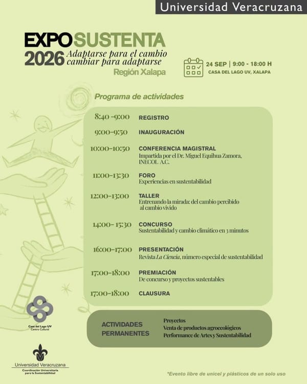 ExpoSustenta 2026 en Xalapa: Universidad Veracruzana alista jornada dedicada a la sustentabilidad