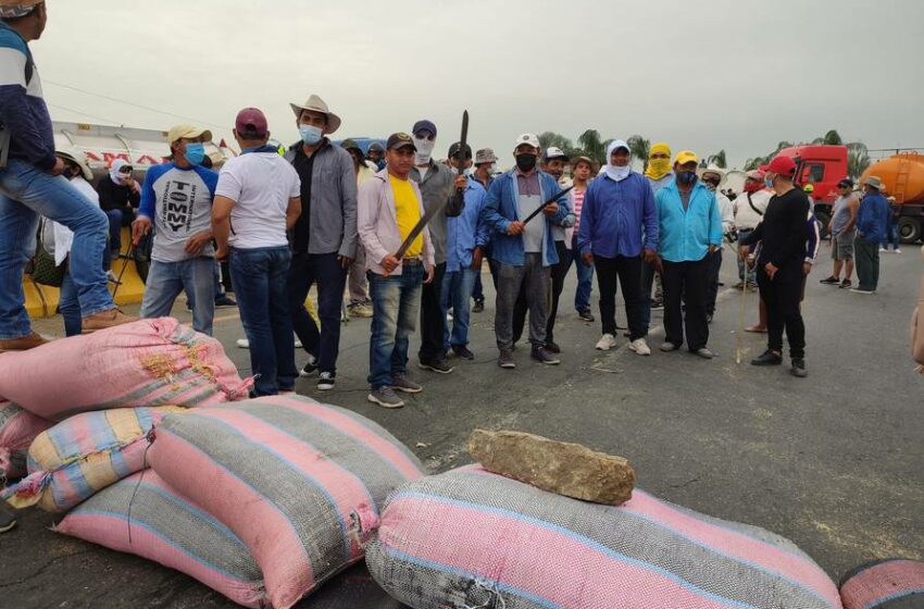  Vías cerradas por protesta de arroceros en Guayas, Manabí y Los Ríos