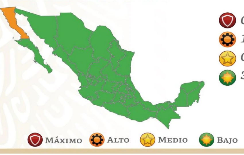  El país se pinta de verde en 31 estados, solo Baja California seguirá en naranja