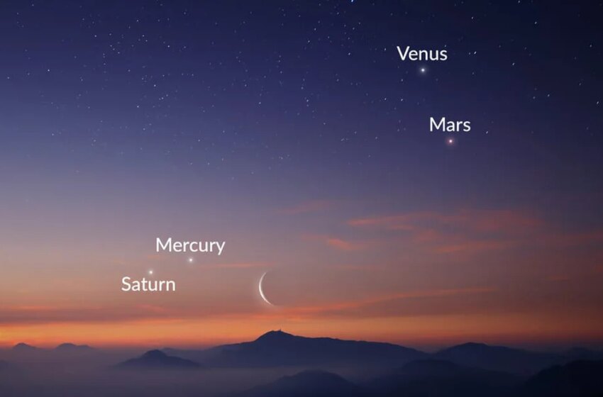  Cuatro planetas y la Luna se suman en una gran conjunción planetaria