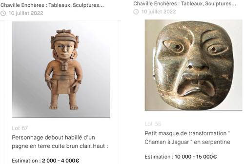  Consuma casa de subastas francesa la venta de dos piezas prehispánicas