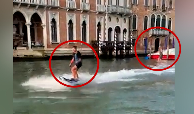  El alcalde de Venecia recompensará a quien identifique a los «imbéciles» que hacen esquí acuático en el Gran Canal