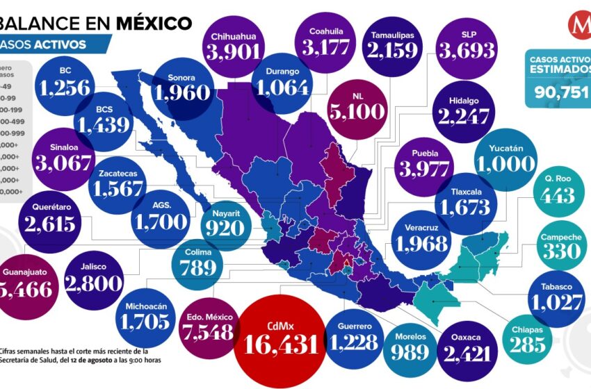  Coronavirus en México. Mapa de covid-19, 12 de agosto del 2022 – Grupo Milenio