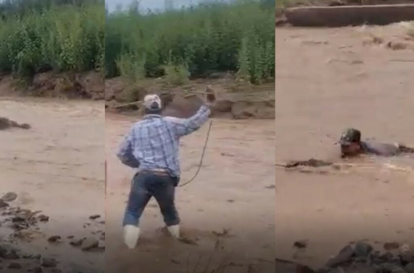  'Lazan' a persona arrastrada por corriente en río de Cumpas, Sonora y le salvan la vida