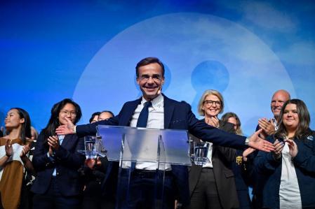 Ulf Kristersson, líder del Partido Moderado y aspirante a primer ministro, en la noche electoral en Estocolmo