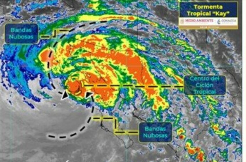  'Kay' se degrada a tormenta tropical; continuarán lluvias en BC y 5 estados