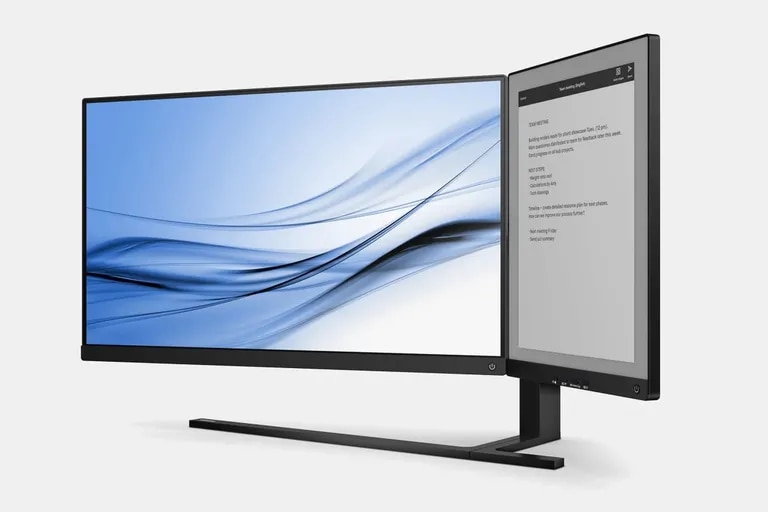  Philips presenta un monitor doble: con un panel IPS y otro de tinta electrónica