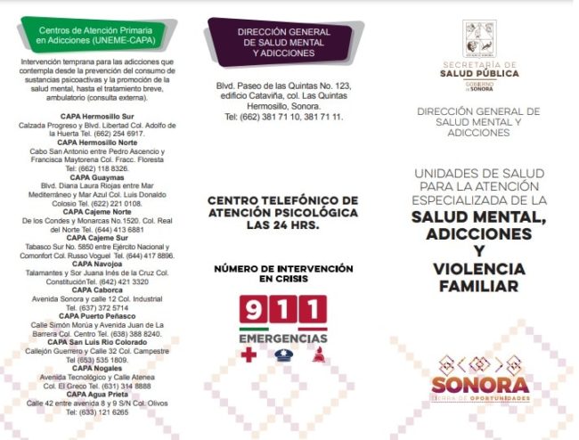  Centros Integrales de Salud Mental son un apoyo para las personas más vulnerables: Salud Sonora
