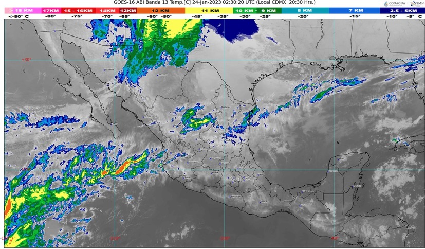  El Frente Frío No. 26 ocasionará lluvias muy fuertes en Oaxaca y Veracruz, en las próximas horas