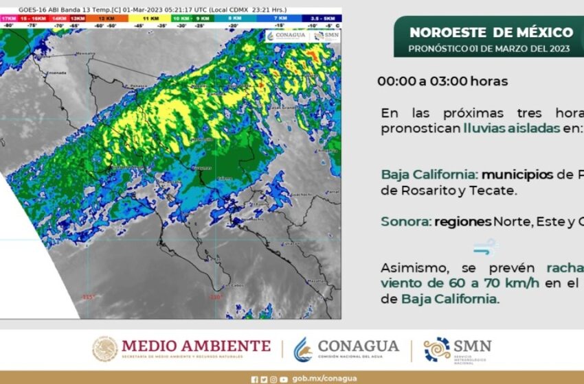  Clima 01 de marzo: Lluvias fuertes en Baja California y Sonora, chubascos en Chihuahua