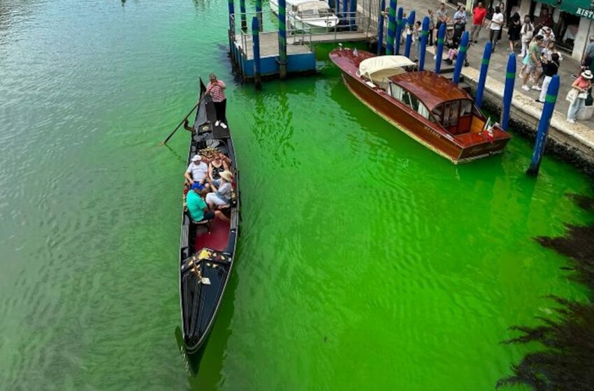 Las autoridades de Venecia investigan la aparición de una mancha de color verde fluorescente en el canal