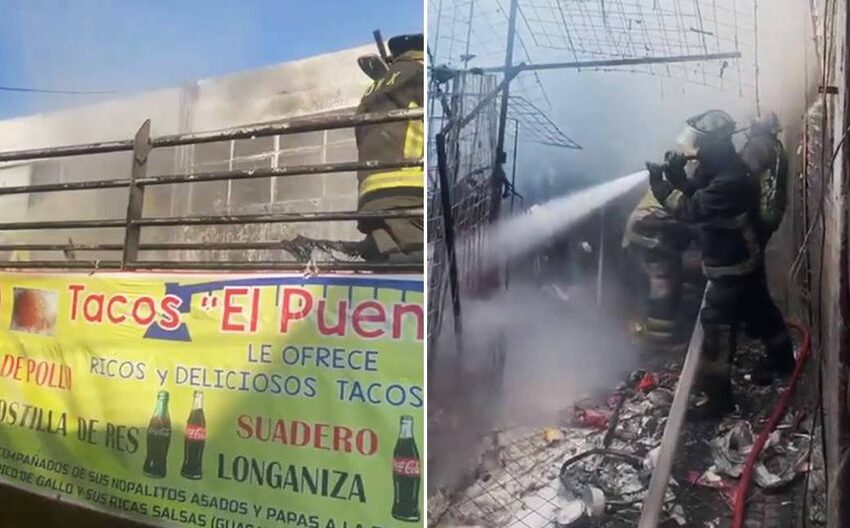  Incendio consume puesto semifijo donde almacenaban plásticos frente al Mercado de Sonora