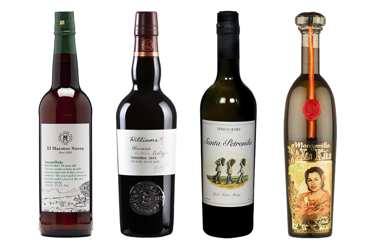 De izda. a dcha.: Amontillado Maestro Sierra, Oloroso En Rama Ecol