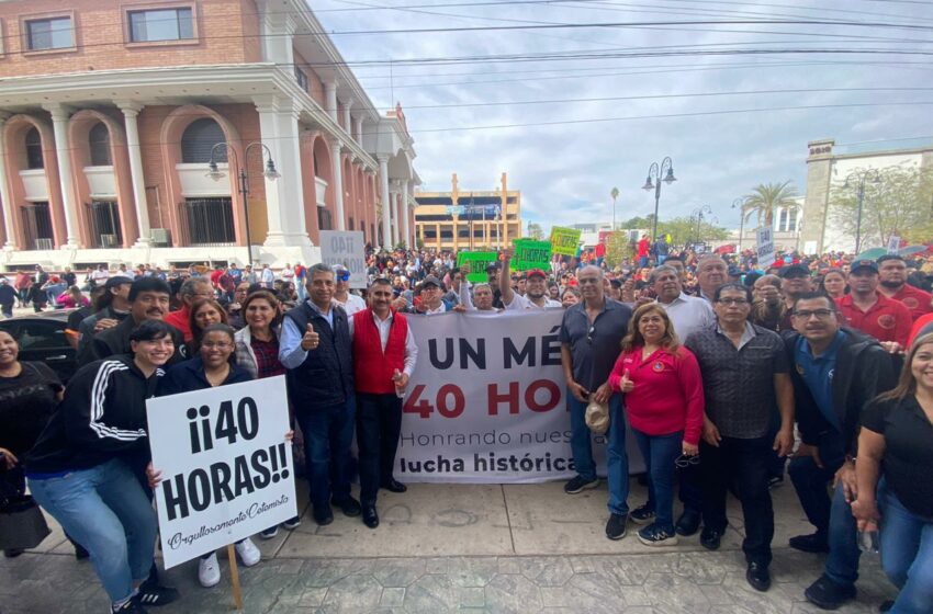  Marchan miles de trabajadores de CTM Sonora para la reducción de la jornada laboral a 40 horas
