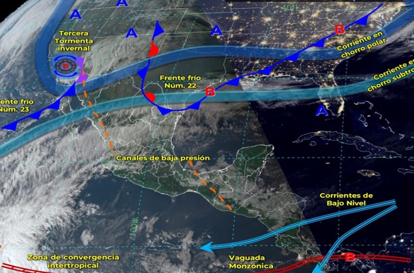  Frentes fríos y tormenta invernal causarán nevadas y -10 grados el martes