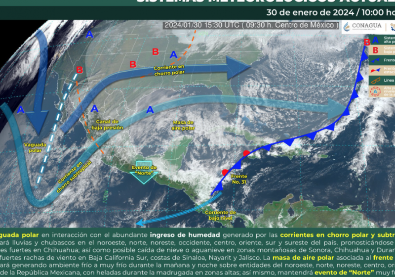  Vaguada polar propiciará lluvias para el norte de México