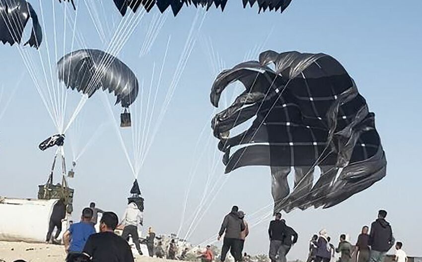  Aviones militares de Estados Unidos lanzan por aire 38 mil comidas a Gaza; es el primer …