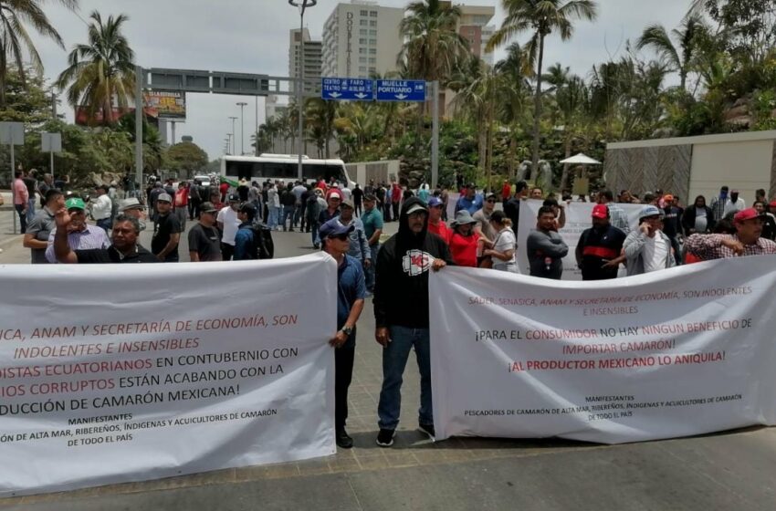  Protestan acuicultores con un bloqueo frente a Conapesca; exigen detener importaciones