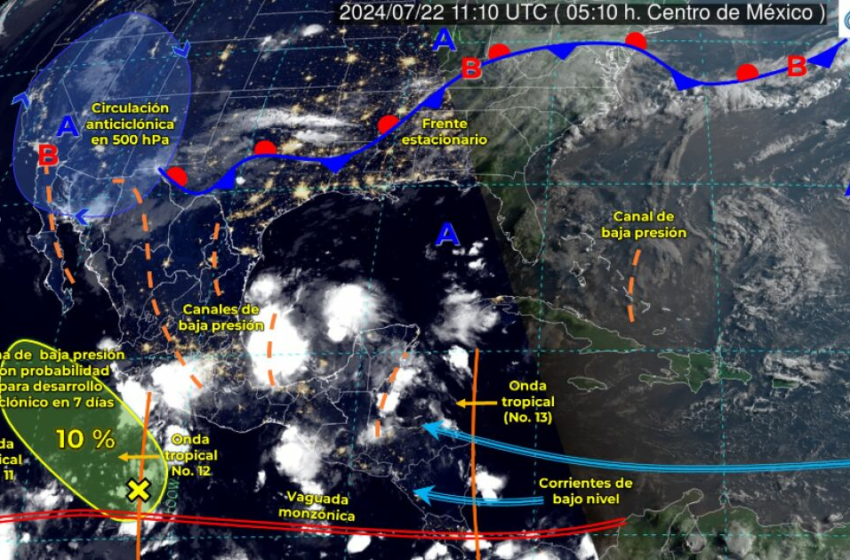  Onda tropical 12 provocará lluvias muy fuertes en Edomex, Puebla y otros estados