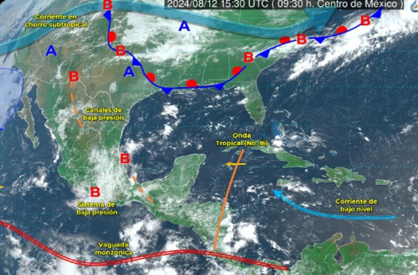  Ciclón Ernesto en el Océano Atlántico; a esta distancia pasará de Cancún, según SMN