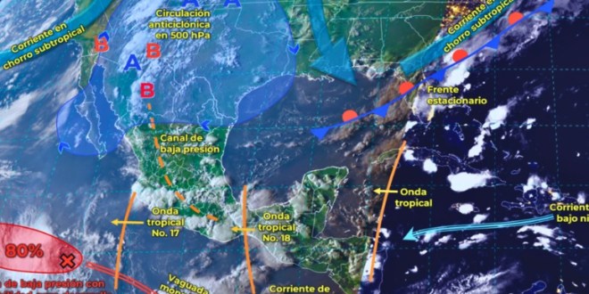  Se pronostican lluvias intensas en Veracruz, Tabasco, Guerrero, Oaxaca y Chiapas