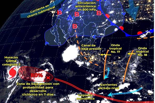  Lluvias y calor por monzón mexicano y ondas tropicales 17 y 18 – RegeneraciónMX