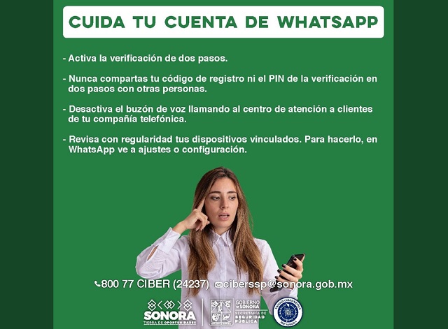  Emite Unidad Cibernética de Sonora recomendaciones para evitar robo de WhatsApp