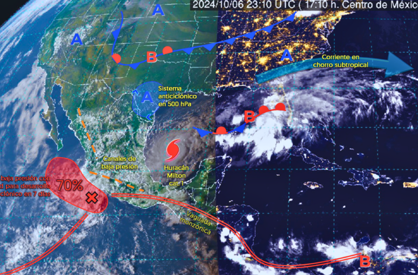  El Huracán Milton producirá lluvias en el noreste, oriente, sureste y la Península de Yucatán