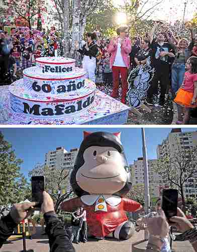  Mafalda, la  niña reflexiva y rebelde, festejó su 60 aniversario