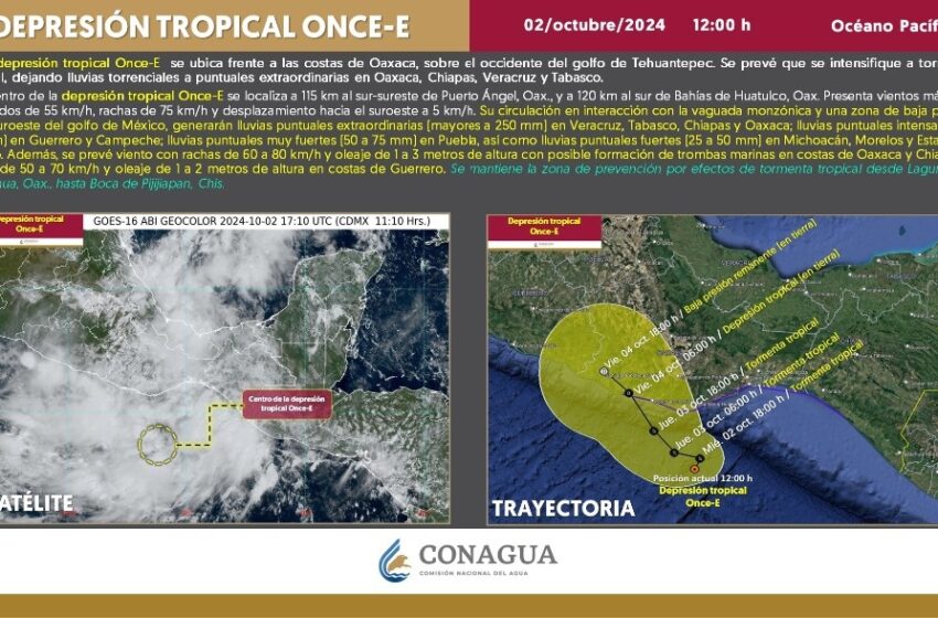  Persistirán lluvias y bajas temperaturas por depresión tropical Once-E – La Jornada