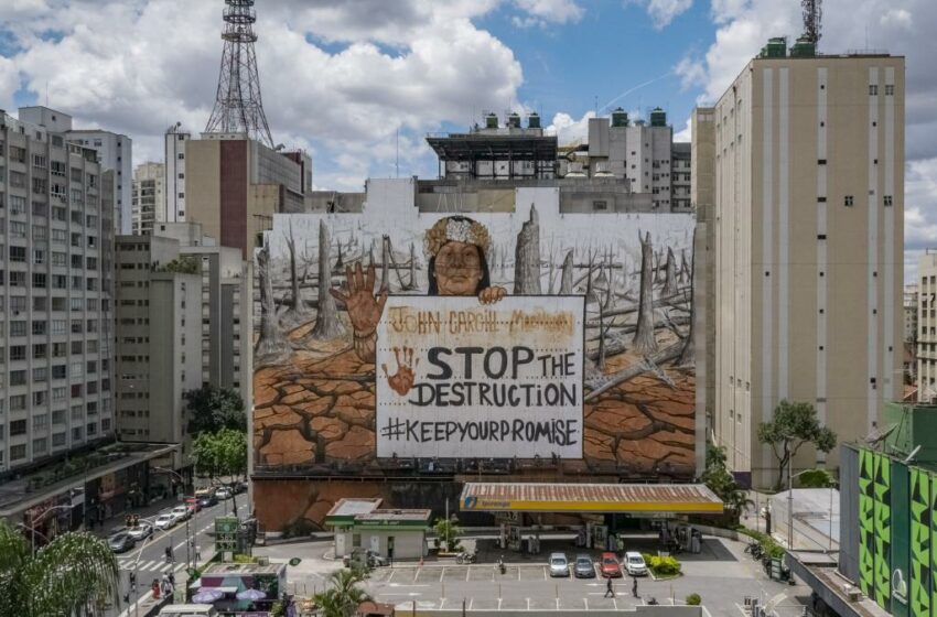  El contundente mensaje de 11 pisos para gigante agrícola que invade al medio ambiente