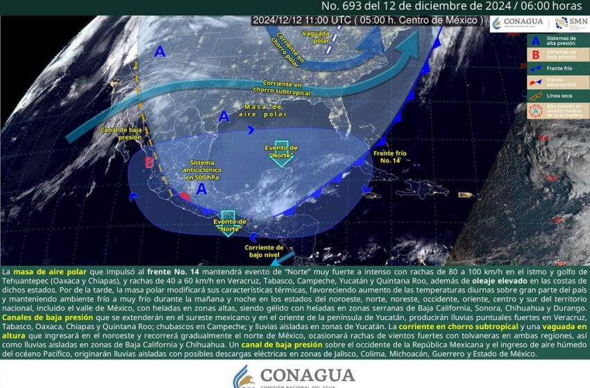  La masa de aire polar que impulsó al frente frío no. 14 mantendrá evento de “norte” muy …