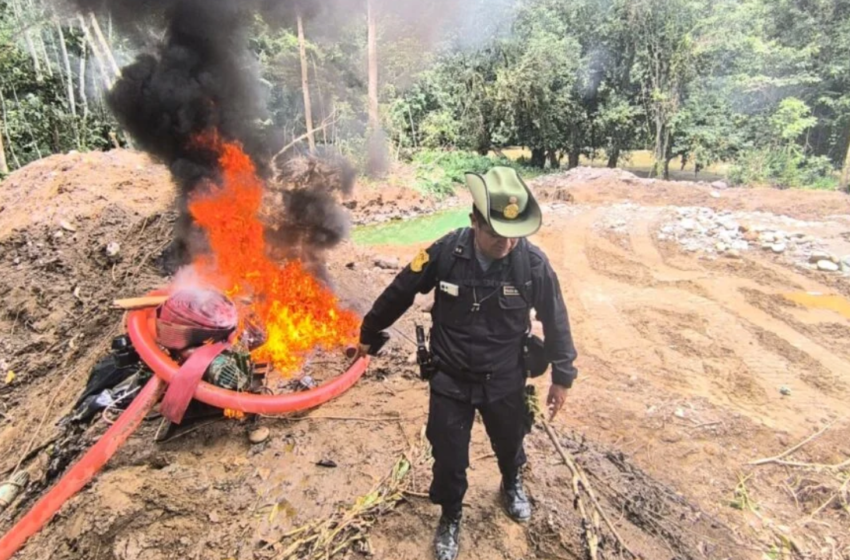  Intervienen campamento de minería ilegal cerca al río Derrepente en Huánuco