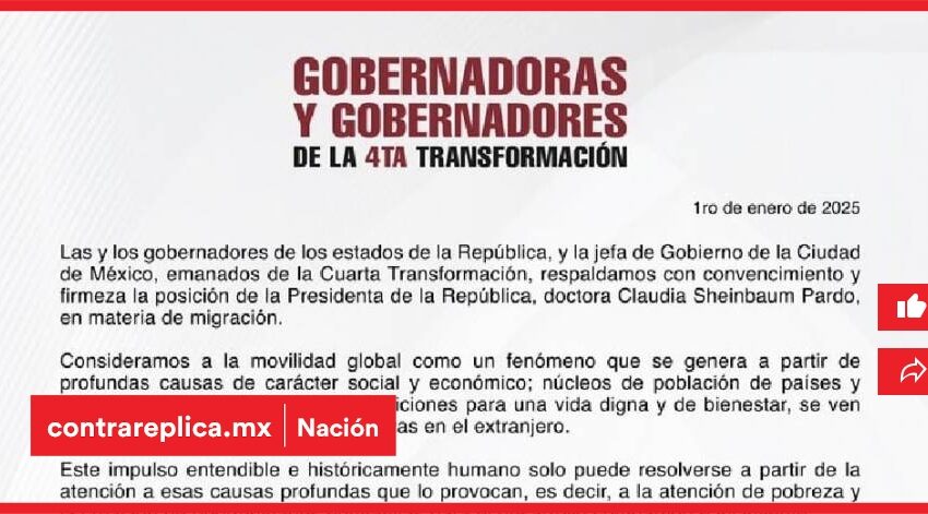  Gobernadores de la 4T dan respaldo a Sheinbaum ante inminentes deportaciones masivas …