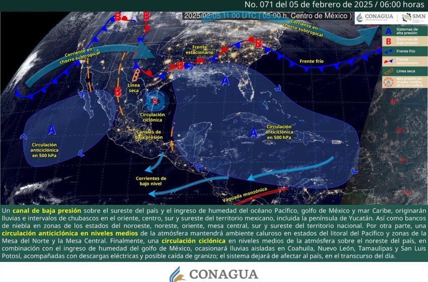  Intervalos de chubascos en el centro, oriente, sur y sureste del país – Esfera Noticias