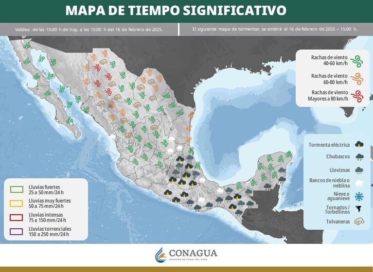  El tiempo en México para este 15 de febrero: frente frío 27 – Cadena Politica