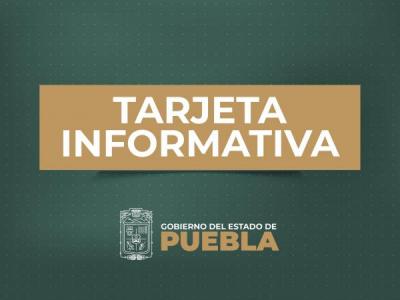  Tarjeta informativa de la Secretaría de Desarrollo Turístico – Gobierno del Estado de Puebla