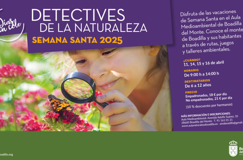  El Aula Medioambiental ofrece Detectives de la Naturaleza los días no lectivos de Semana Santa