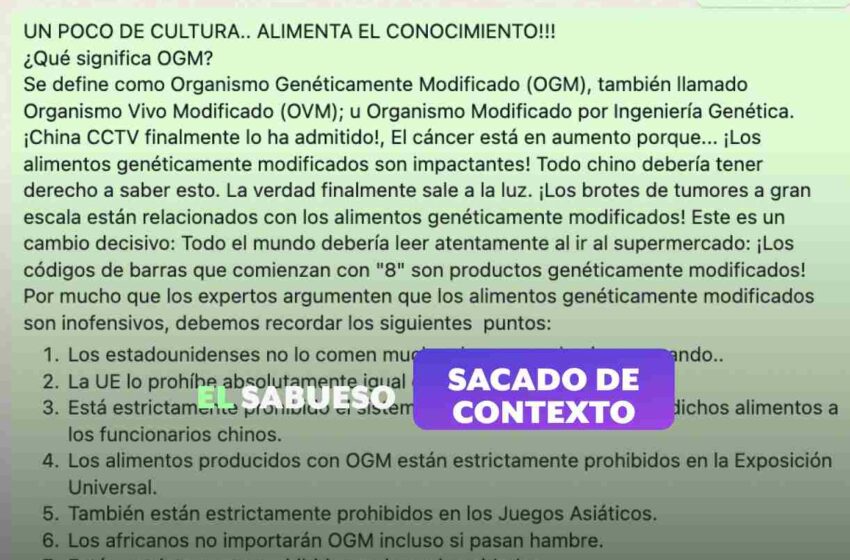  Falso que EU, Japón y China hayan prohibido el consumo de alimentos genéticamente modificados