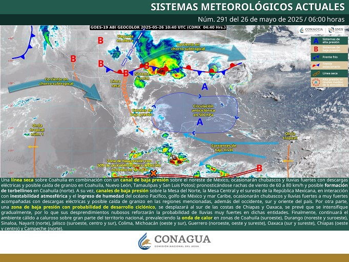 Pronóstico de chubascos con lluvias puntuales fuertes parta hoy lunes en Michoacán