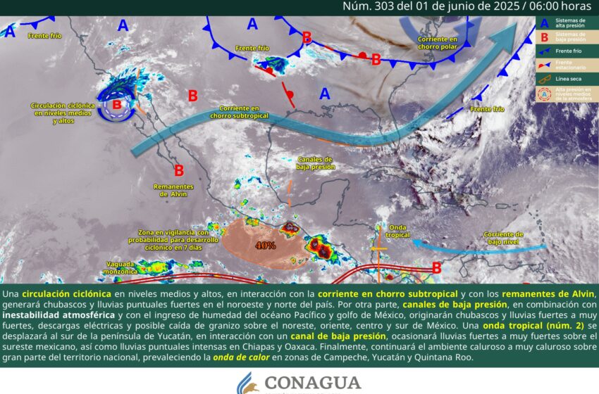 Remanentes de 'Alvin' podrían dejar lluvias de hasta 25 milímetros este domingo en Sinaloa: SMN