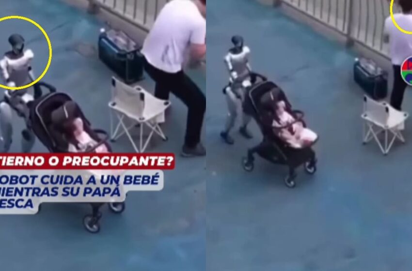 “Qué confiado”: hombre sale a pescar junto a la carriola de su bebé, mientras un robot la …