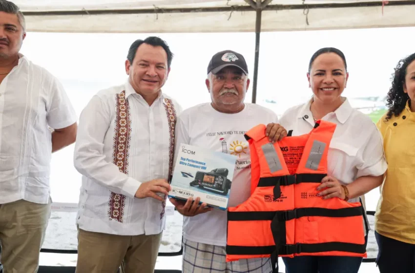 Más seguridad en altamar para pescadores de Telchac Puerto con chalecos y radios
