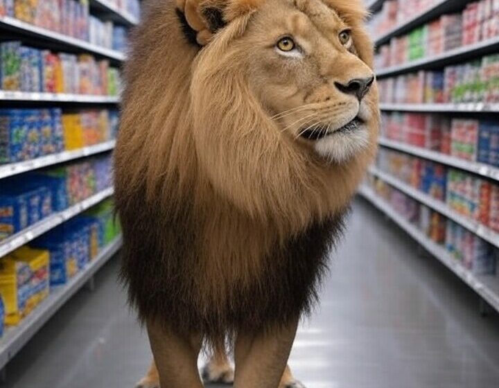 León no se resiste e irrumpe en Walmart para conseguir alimentos