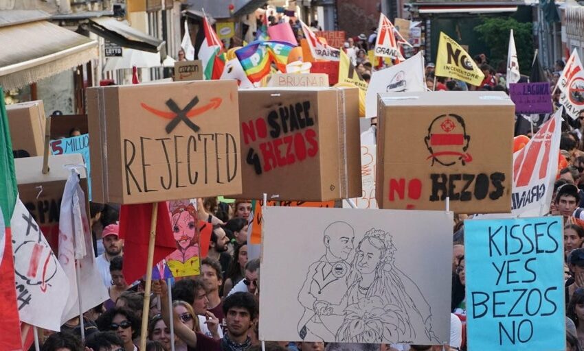 Las manifestaciones en Venecia ensombrecen la boda de Jeff Bezos