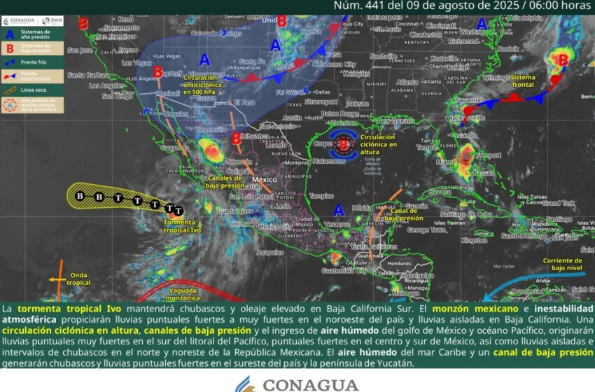  La tormenta tropical Ivo se desplazará al suroeste de la península de Baja California
