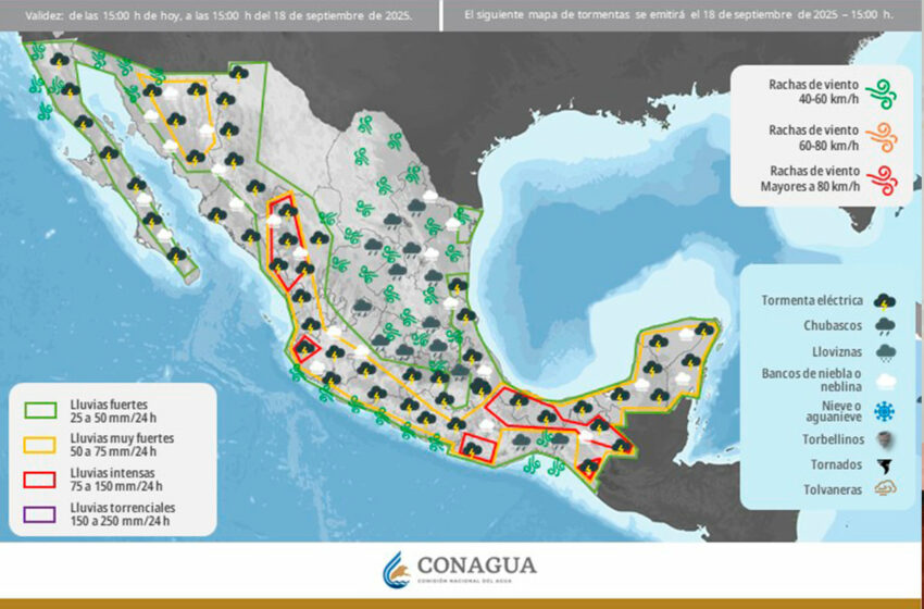 Se prevén lluvias intensas en Oaxaca y Chiapas; vigilan zona de baja presión en el Pacífico
