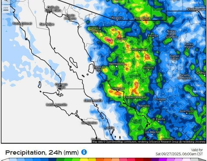  Gobierno de Sonora informa que a partir de hoy se incrementa la posibilidad de tormentas