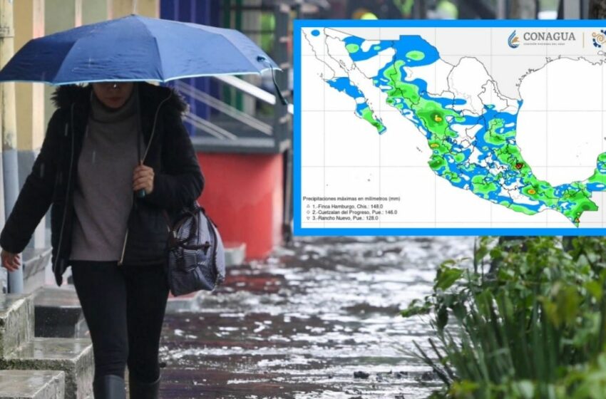  SMN prevé fuertes lluvias en 23 estados este jueves 18 de septiembre de 2025